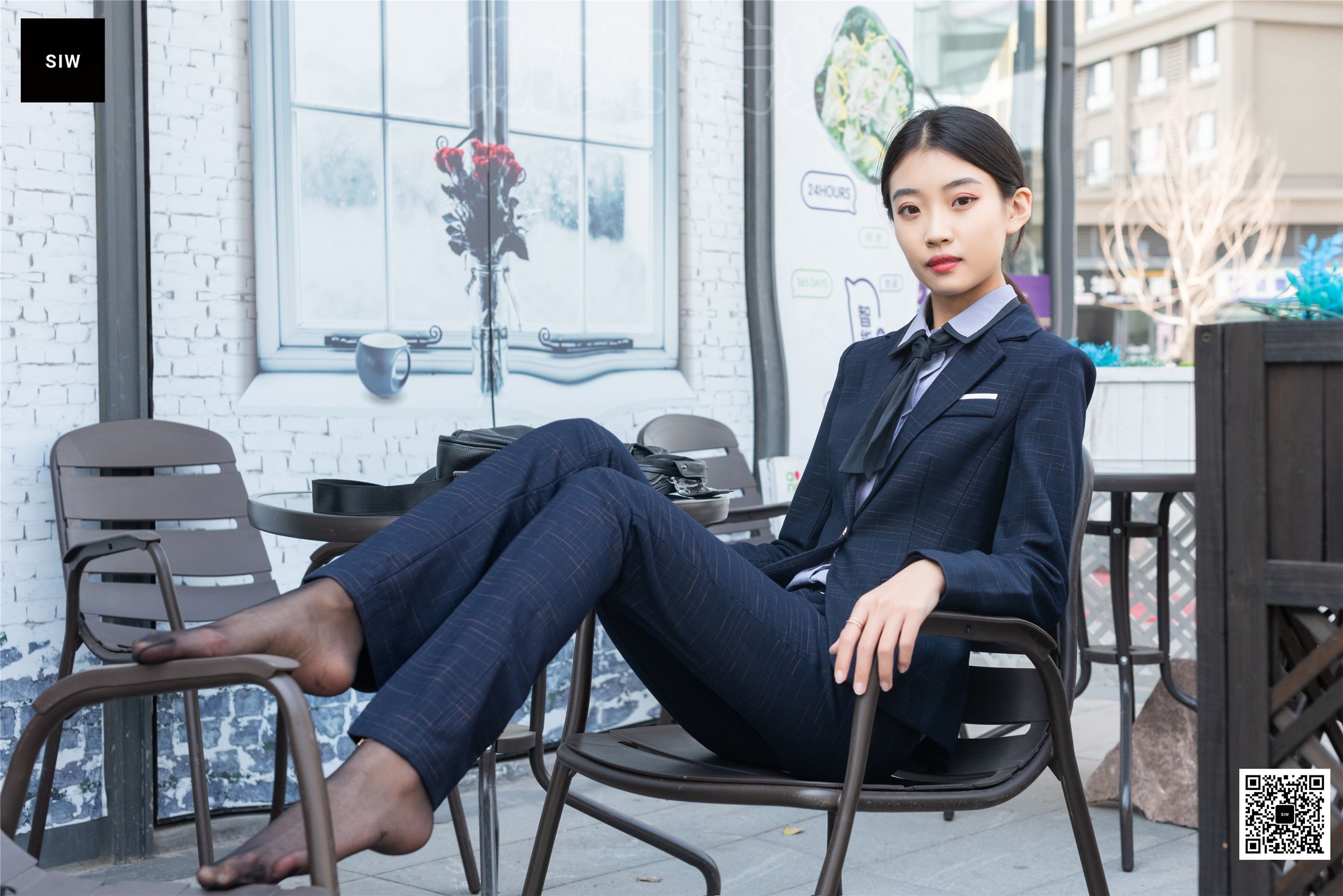 SIW斯文传媒 061 秋冬厚毛呢方格制服优雅修身西装套（蓉儿）